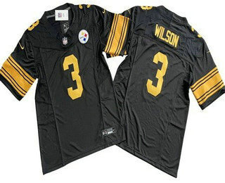 Men's Pittsburgh Steelers #3 Russell Wilson Limited Black Throwback FUSE Vapor Jersey