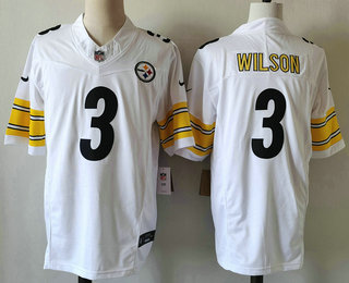 Men's Pittsburgh Steelers #3 Russell Wilson White 2023 FUSE Vapor Limited Stitched Jersey