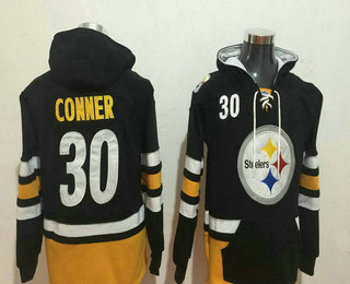 Men's Pittsburgh Steelers #30 James Conner NEW Black Pocket Stitched NFL Pullover Hoodie