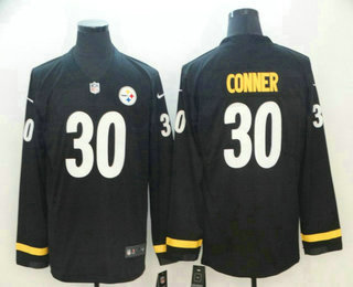 Men's Pittsburgh Steelers #30 James Conner Nike Black Therma Long Sleeve Limited Jersey