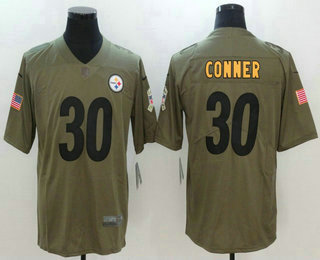 Men's Pittsburgh Steelers #30 James Conner Olive 2017 Salute To Service Stitched NFL Nike Limited Jersey