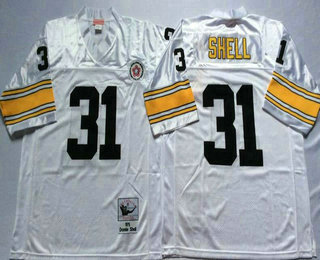 Men's Pittsburgh Steelers #31 Donnie Shell White Throwback Jersey by Mitchell & Ness