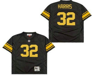 Men's Pittsburgh Steelers #32 Franco Harris Black Yellow 1975 Throwback Jersey