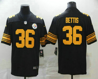 Men's Pittsburgh Steelers #36 Jerome Bettis Black 2016 Color Rush Stitched NFL Nike Limited Jersey