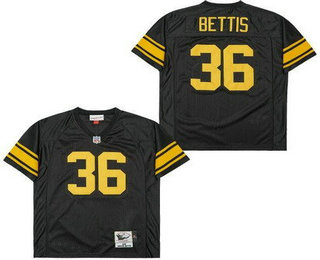 Men's Pittsburgh Steelers #36 Jerome Bettis Black Yellow 1996 Throwback Jersey