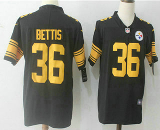 Men's Pittsburgh Steelers #36 Jerome Bettis Retired Black 2016 Color Rush Stitched NFL Nike Limited Jersey