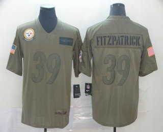 Men's Pittsburgh Steelers #39 Minkah Fitzpatrick NEW Olive 2019 Salute To Service Stitched NFL Nike Limited Jersey