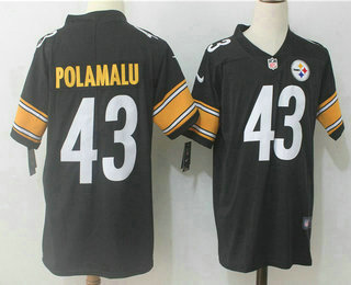 Men's Pittsburgh Steelers #43 Troy Polamalu Black 2017 Vapor Untouchable Stitched NFL Nike Limited Jersey