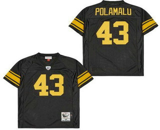 Men's Pittsburgh Steelers #43 Troy Polamalu Black Yellow Throwback Jersey