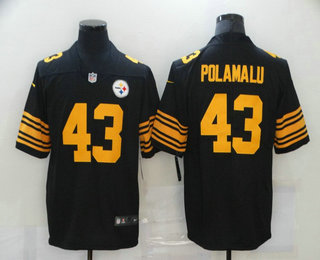 Men's Pittsburgh Steelers #43 Troy Polamalu Retired Black 2016 Color Rush Stitched NFL Nike Limited Jersey