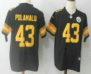 Men's Pittsburgh Steelers #43 Troy Polamalu Retired Black 2016 Color Rush Stitched NFL Nike Limited Jersey