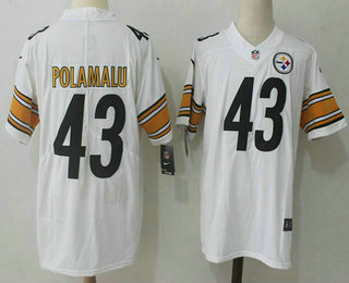 Men's Pittsburgh Steelers #43 Troy Polamalu White 2017 Vapor Untouchable Stitched NFL Nike Limited Jersey