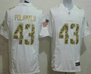 Men's Pittsburgh Steelers #43 Troy Polamalu White Salute To Service Stitched NFL Nike Limited Jersey