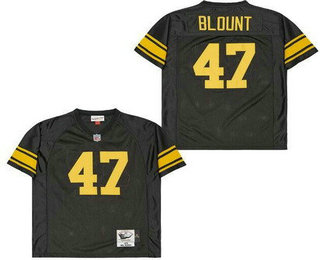 Men's Pittsburgh Steelers #47 Mel Blount Black Yellow 1975 Throwback Jersey