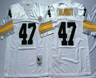 Men's Pittsburgh Steelers #47 Mel Blount White Throwback Jersey by Mitchell & Ness