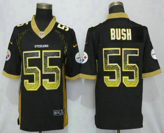 Men's Pittsburgh Steelers #55 Devin Bush Black 2018 Fashion Drift Color Rush Stitched NFL Nike Limited Jersey