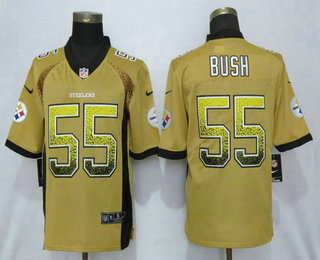 Men's Pittsburgh Steelers #55 Devin Bush Gold 2018 Fashion Drift Color Rush Stitched NFL Nike Limited Jersey