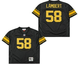 Men's Pittsburgh Steelers #58 Jack Lambert Black Yellow 1975 Throwback Jersey