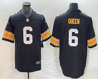 Men's Pittsburgh Steelers #6 Patrick Queen Black 2023 Vapor Limited Stitched Throwback Jersey