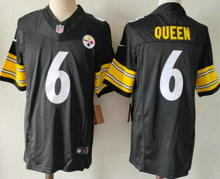 Men's Pittsburgh Steelers #6 Patrick Queen Limited Black FUSE Vapor Jersey