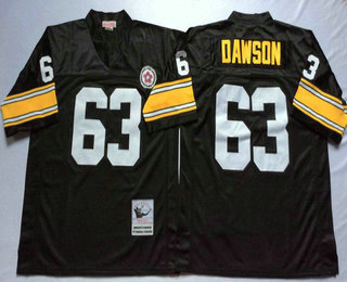 Men's Pittsburgh Steelers #63 Dermontti Dawson Black Throwback Jersey by Mitchell & Ness