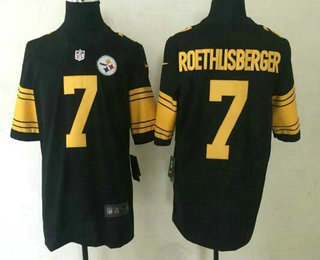 Men's Pittsburgh Steelers #7 Ben Roethlisberger Black 2016 Color Rush Stitched NFL Nike Limited Jersey