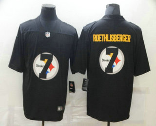 Men's Pittsburgh Steelers #7 Ben Roethlisberger Black 2020 Shadow Logo Vapor Untouchable Stitched NFL Nike Limited Jersey