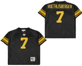 Men's Pittsburgh Steelers #7 Ben Roethlisberger Black Yellow 2008 Throwback Jersey