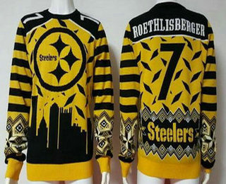 Men's Pittsburgh Steelers #7 Ben Roethlisberger Multicolor NFL Sweater