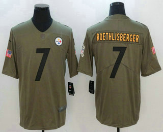 Men's Pittsburgh Steelers #7 Ben Roethlisberger Olive 2017 Salute To Service Stitched NFL Nike Limited Jersey