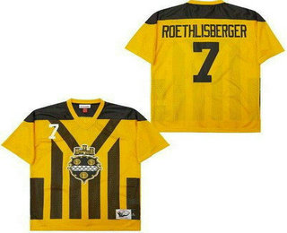 Men's Pittsburgh Steelers #7 Ben Roethlisberger Yellow Throwback Jersey