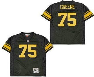 Men's Pittsburgh Steelers #75 Joe Greene Black Yellow 1975 Throwback Jersey