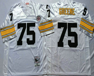 Men's Pittsburgh Steelers #75 Joe Greene White Throwback Jersey by Mitchell & Ness