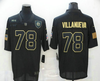 Men's Pittsburgh Steelers #78 Alejandro Villanueva Black 2020 Salute To Service Stitched NFL Nike Limited Jersey