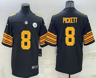 Men's Pittsburgh Steelers #8 Kenny Pickett Black 2016 Color Rush Stitched NFL Nike Limited Jersey