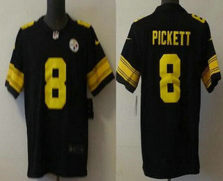 Men's Pittsburgh Steelers #8 Kenny Pickett Black 2016 Color Rush Stitched NFL Nike Limited Jersey