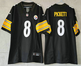 Men's Pittsburgh Steelers #8 Kenny Pickett Black 2023 FUSE Vapor Untouchable Limited Stitched Jersey