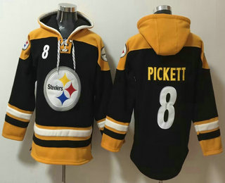 Men's Pittsburgh Steelers #8 Kenny Pickett Black Ageless Must Have Lace Up Pullover Hoodie