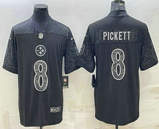 Men's Pittsburgh Steelers #8 Kenny Pickett Black Reflective Limited Stitched Football Jersey