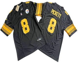 Men's Pittsburgh Steelers #8 Kenny Pickett Limited Black Throwback FUSE Vapor Jersey