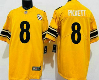 Men's Pittsburgh Steelers #8 Kenny Pickett Limited Yellow Inverted Vapor Jersey