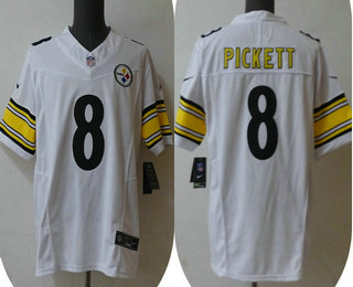 Men's Pittsburgh Steelers #8 Kenny Pickett White 2023 FUSE Vapor Limited Stitched Jersey