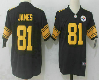 Men's Pittsburgh Steelers #81 Jesse James Black 2016 Color Rush Stitched NFL Nike Limited Jersey