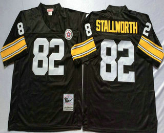 Men's Pittsburgh Steelers #82 John Stallworth Black Throwback Jersey by Mitchell & Ness