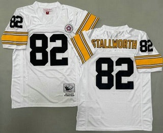 Men's Pittsburgh Steelers #82 John Stallworth White Throwback Jersey