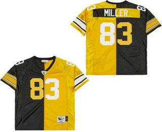 Men's Pittsburgh Steelers #83 Heath Miller Black Yellow Split Throwback Jersey