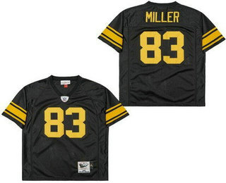 Men's Pittsburgh Steelers #83 Heath Miller Black Yellow Throwback Jersey