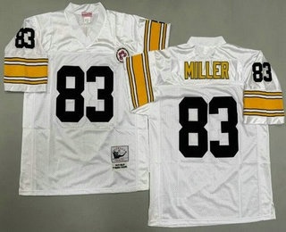 Men's Pittsburgh Steelers #83 Heath Miller White Throwback Jersey