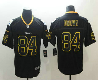 Men's Pittsburgh Steelers #84 Antonio Brown 2018 Black Lights Out Color Rush Stitched NFL Nike Limited Jersey