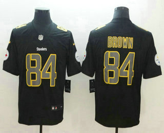 Men's Pittsburgh Steelers #84 Antonio Brown Black 2018 Fashion Impact Black Color Rush Stitched NFL Nike Limited Jersey